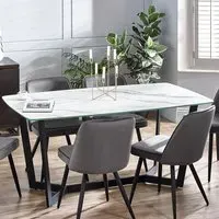 Olympus 6 Seater Dining Table - White, Marble