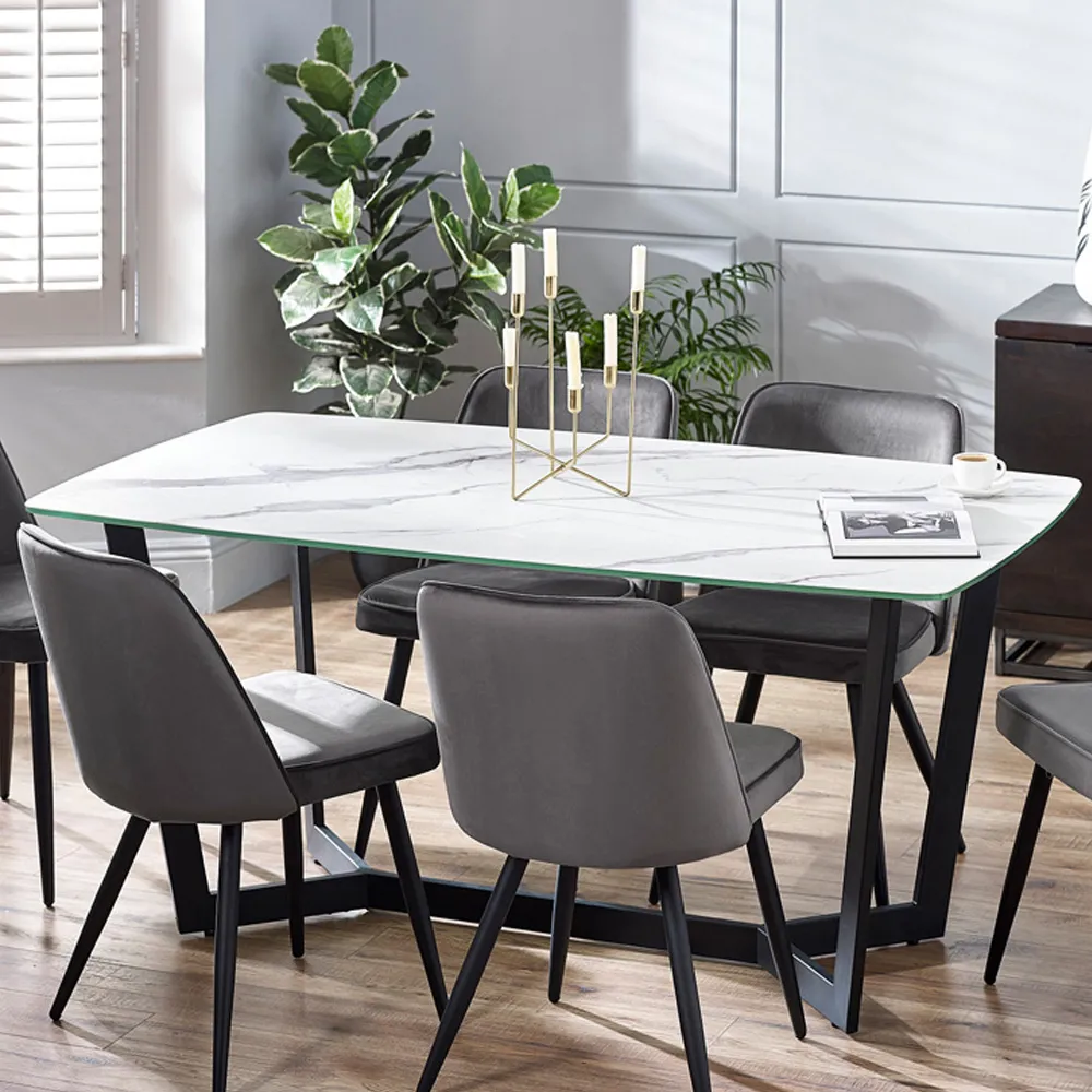 Olympus 6 Seater Dining Table - White, Marble