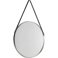 Opera Round Mirror with Leather Strap - Silver