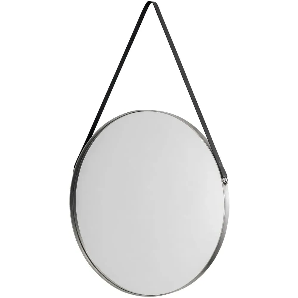 Opera Round Mirror with Leather Strap - Silver image