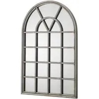 Opus Arched Window Wall Mirror - Pewter