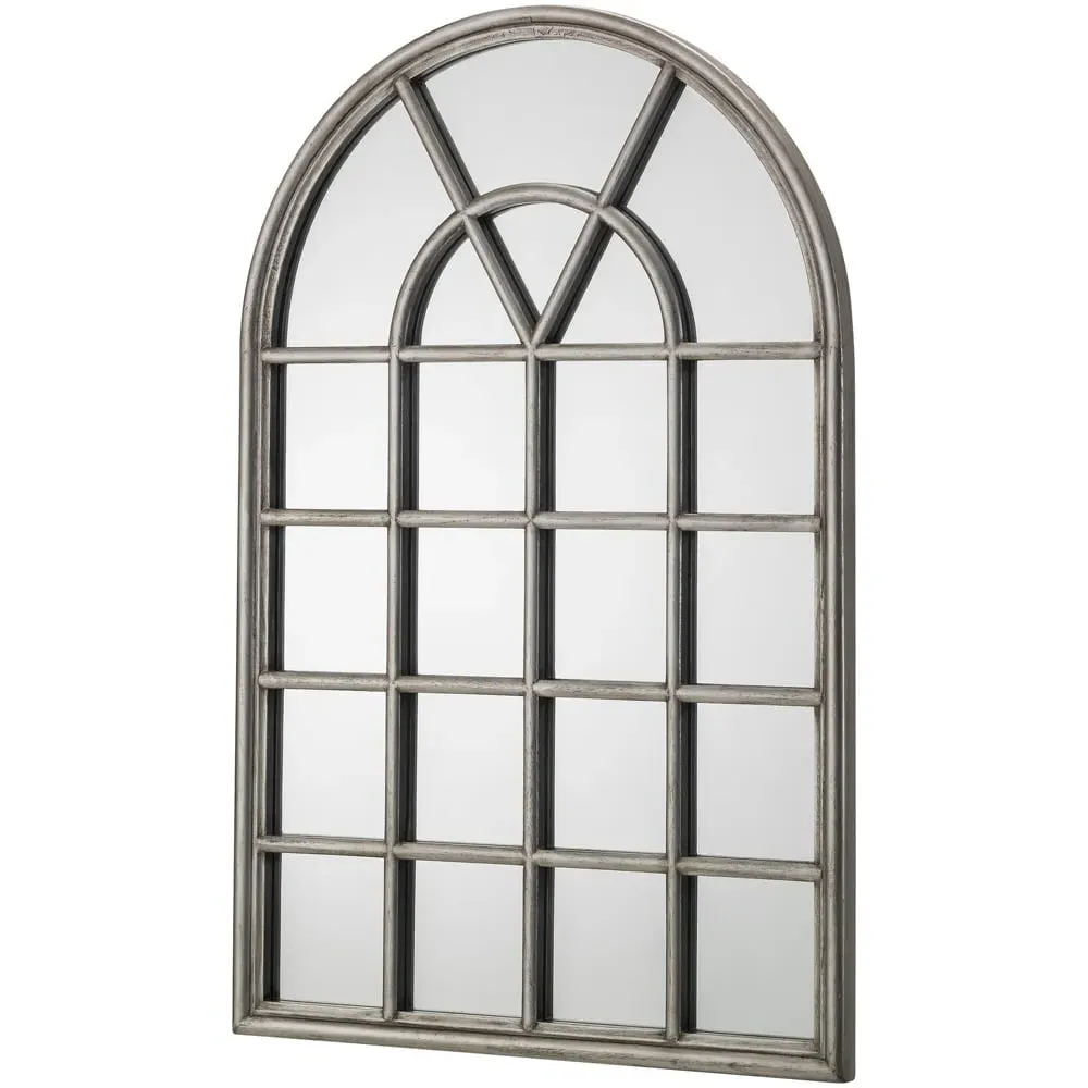 Opus Arched Window Wall Mirror - Pewter