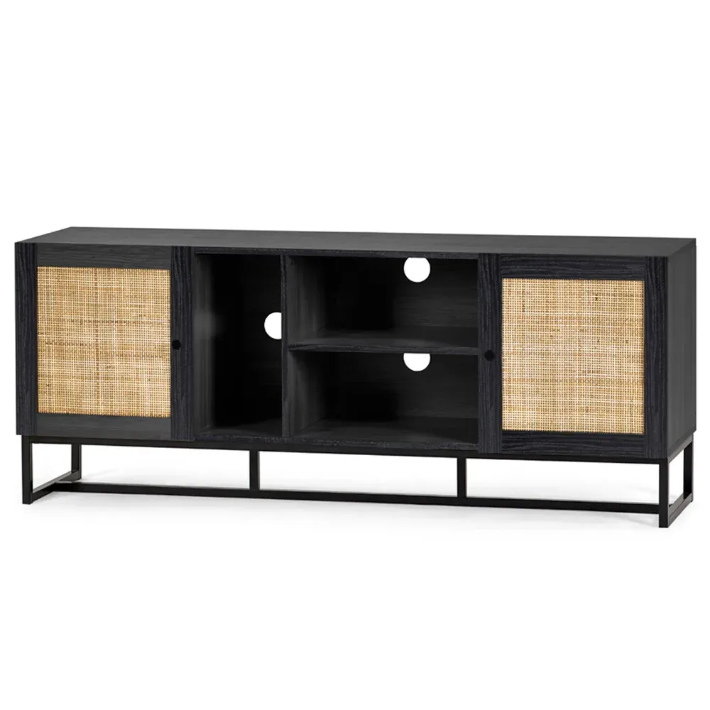 Padstow 2 Door TV Unit with Storage - Black