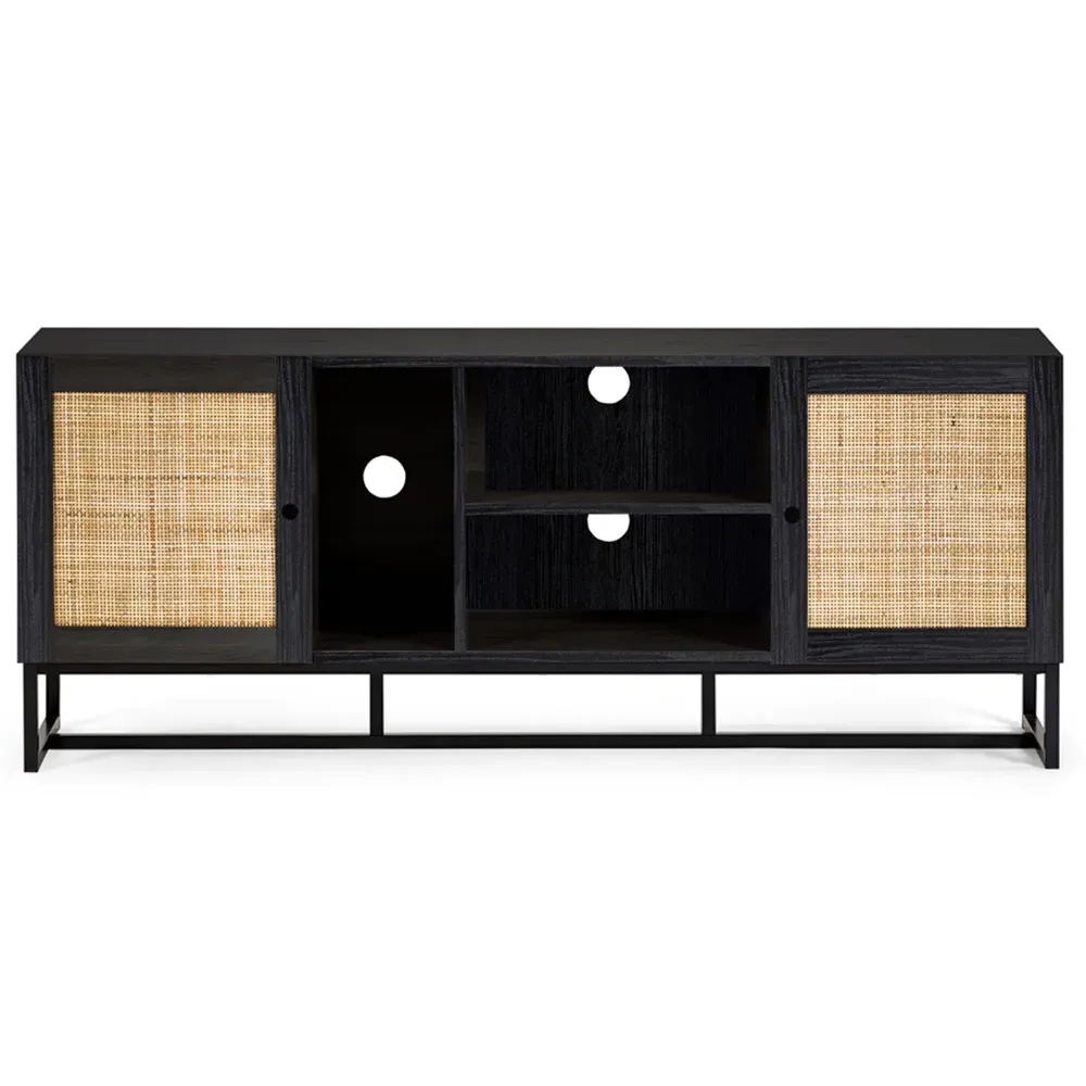 Padstow 2 Door TV Unit with Storage - Black