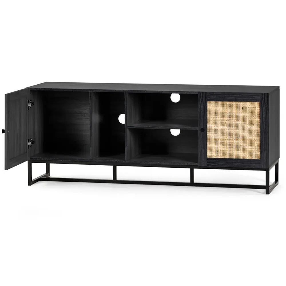 Padstow 2 Door TV Unit with Storage - Black