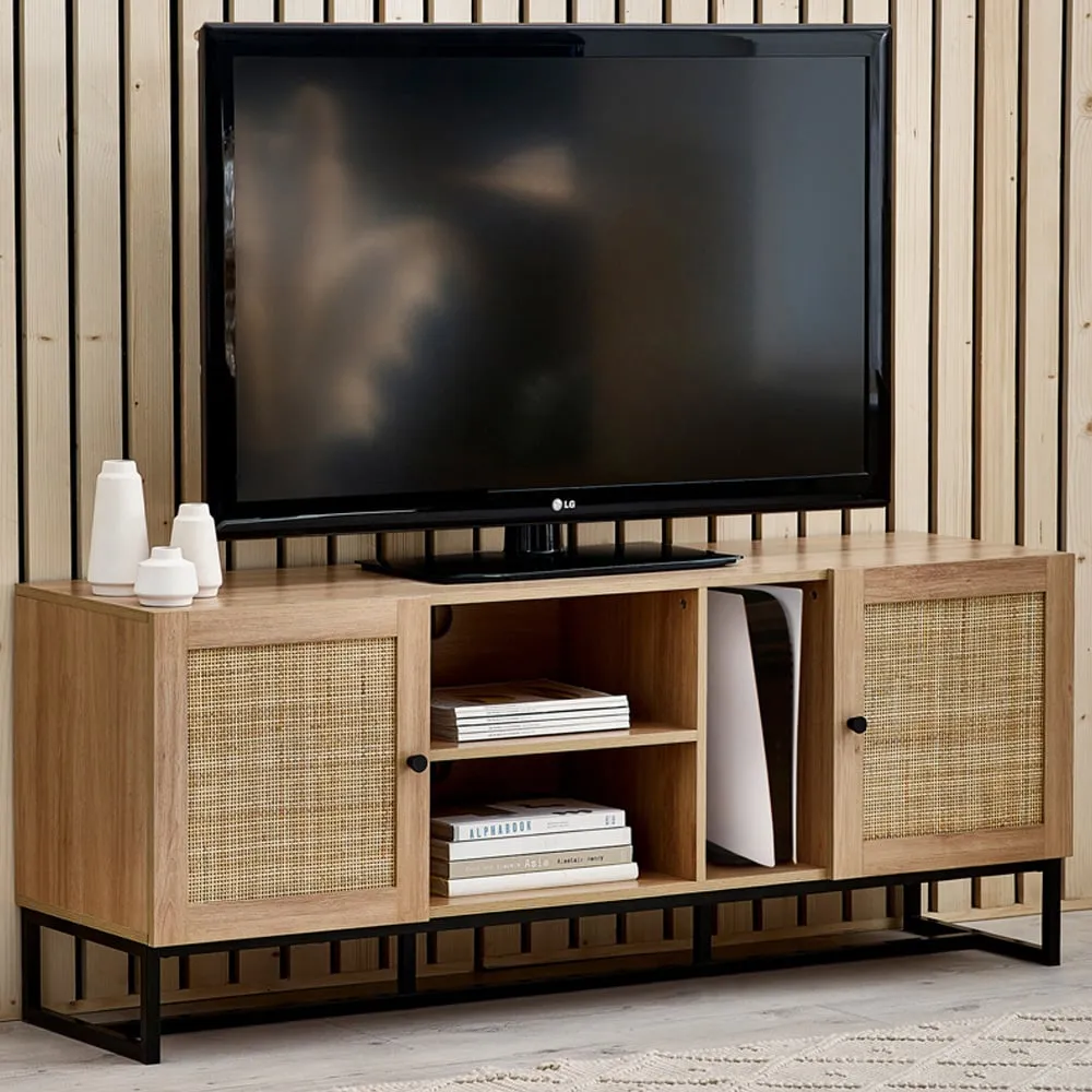 Padstow 2 Door TV Unit with Storage - Wood image