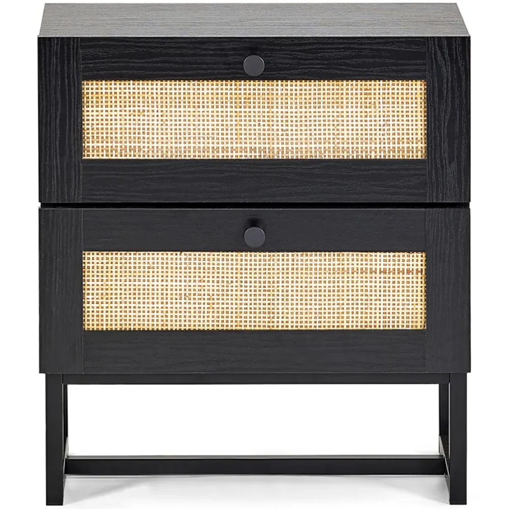Padstow 2 Drawer Bedside Cabinet - Black