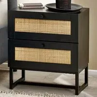 Padstow 2 Drawer Bedside Cabinet - Black