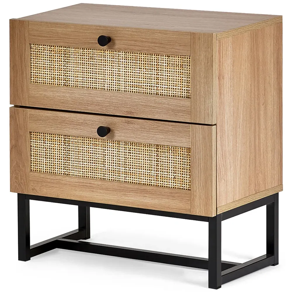 Padstow 2 Drawer Bedside Table - Brown, Oak