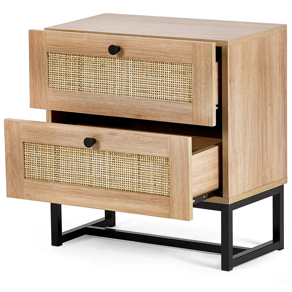 Padstow 2 Drawer Bedside Table - Brown, Oak