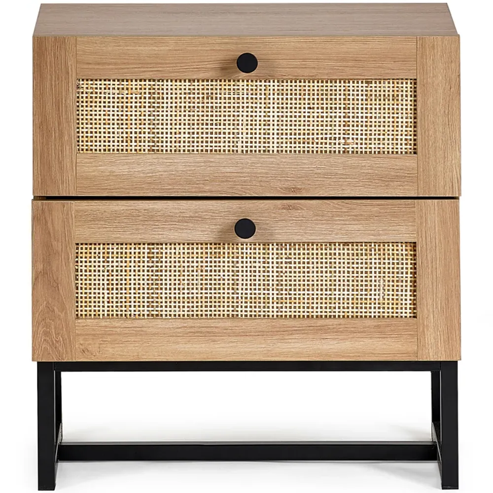 Padstow 2 Drawer Bedside Table - Brown, Oak