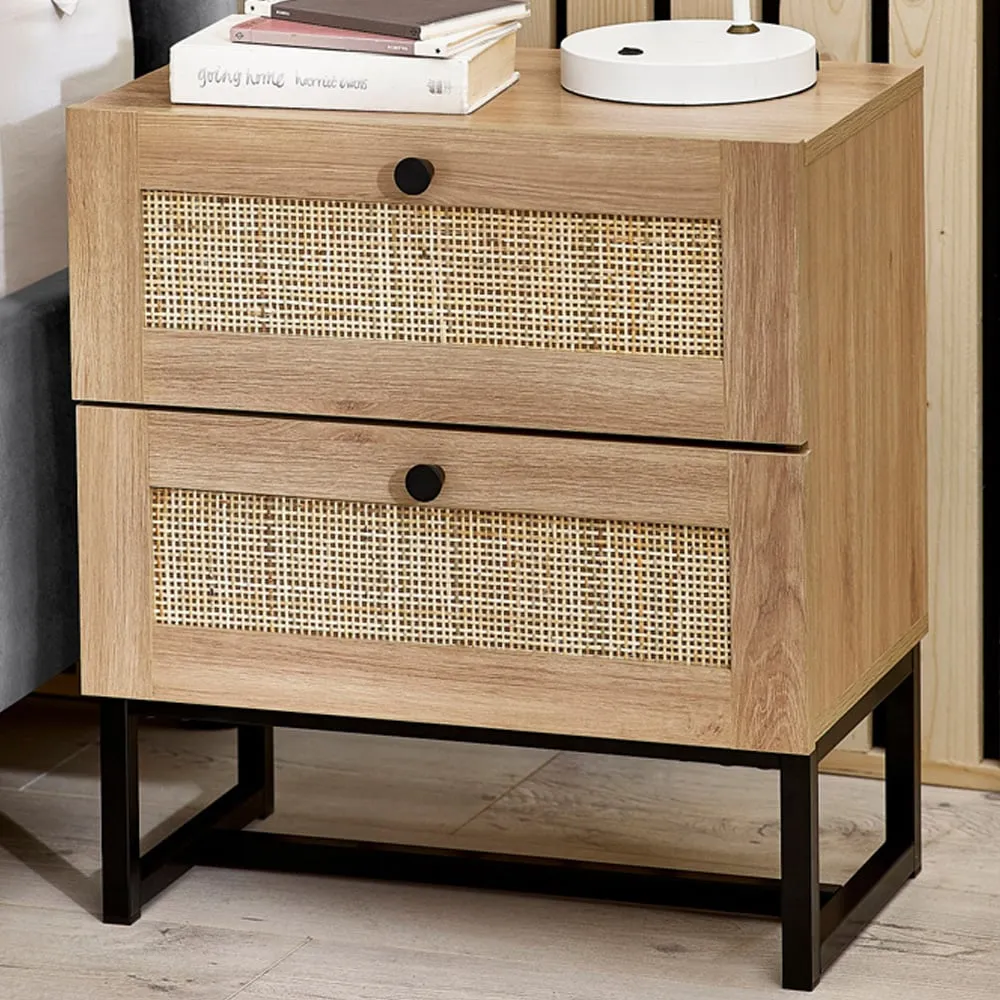 Padstow 2 Drawer Bedside Table - Brown, Oak