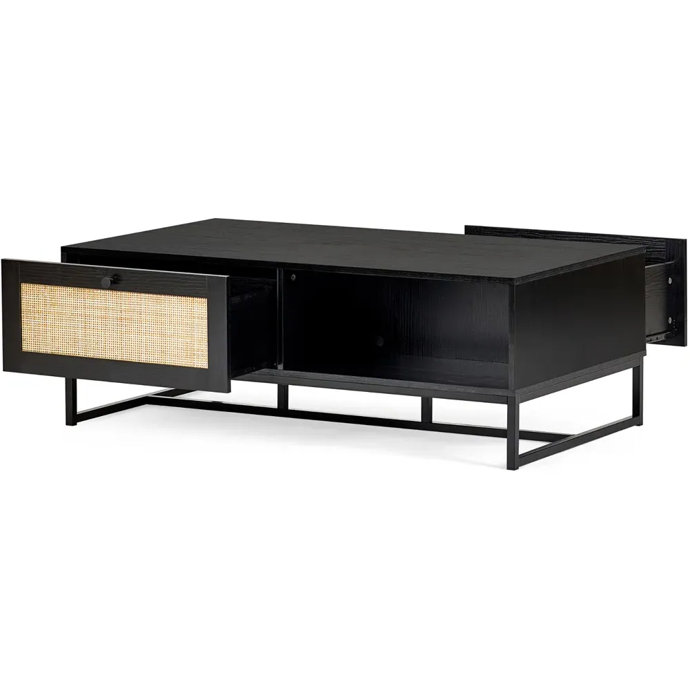 Padstow 2 Drawer Coffee Table - Black