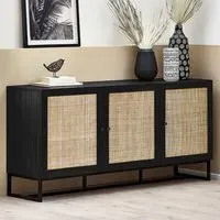 Padstow 3 Door Sideboard - Black