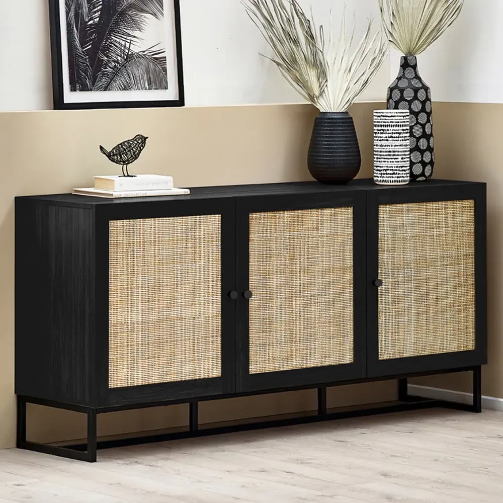 Padstow 3 Door Sideboard - Black image