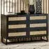 Padstow 6 Drawer Chest of Drawers - Black, Rattan