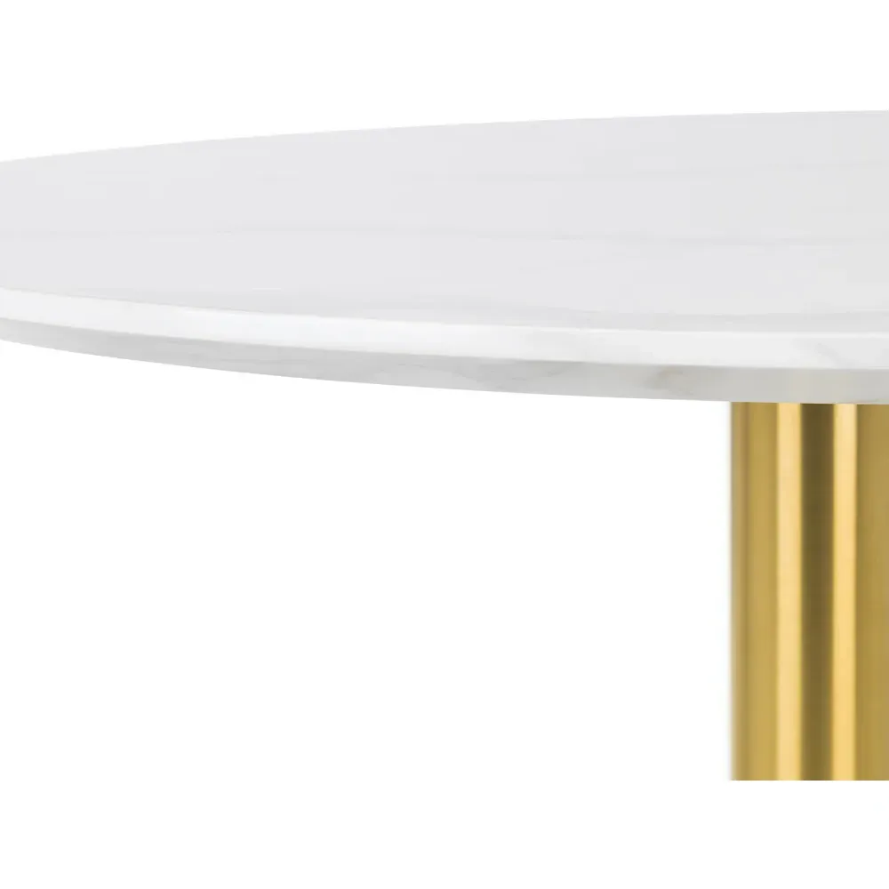 Palermo 4-Seater Round Dining Table - White, Marble