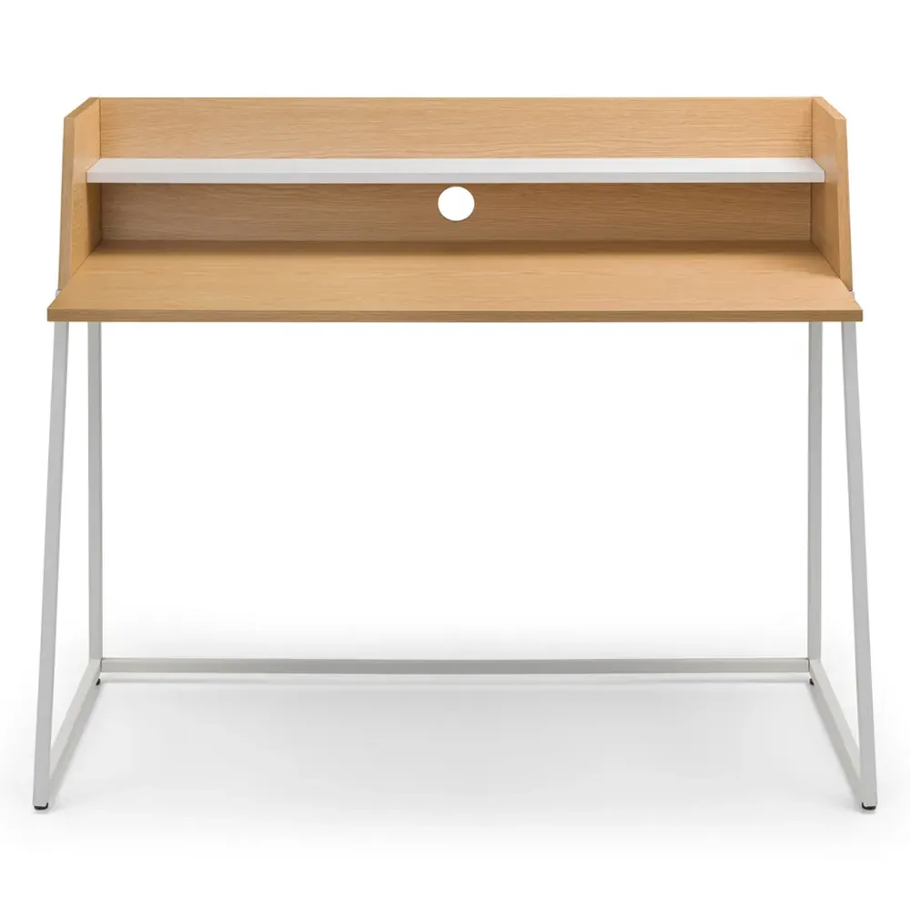 Palmer Single Shelf Desk - White, Oak Effect