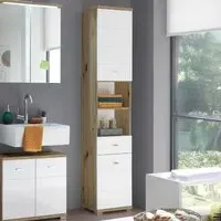 Pool 2 Door Single Drawer Tall Cabinet - White, Oak