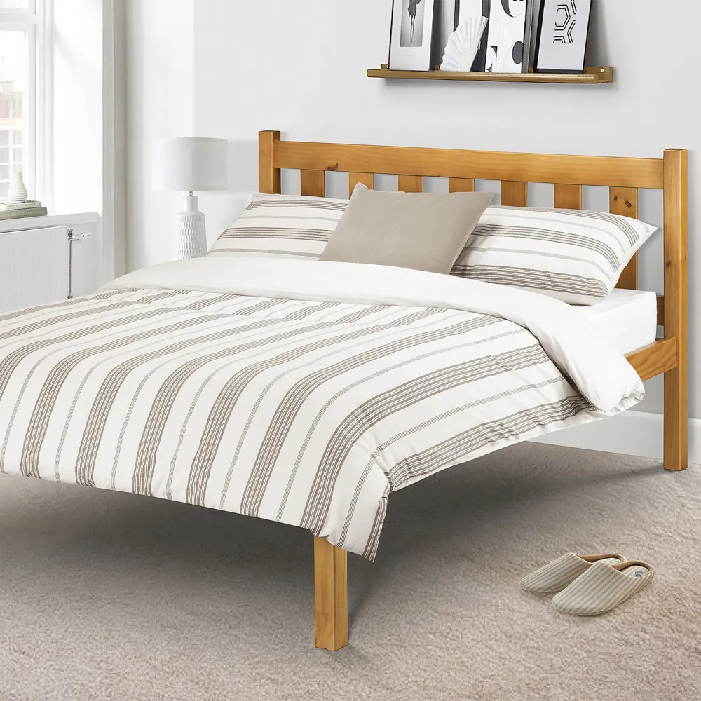 Poppy Double Bed Frame - Brown, Pine