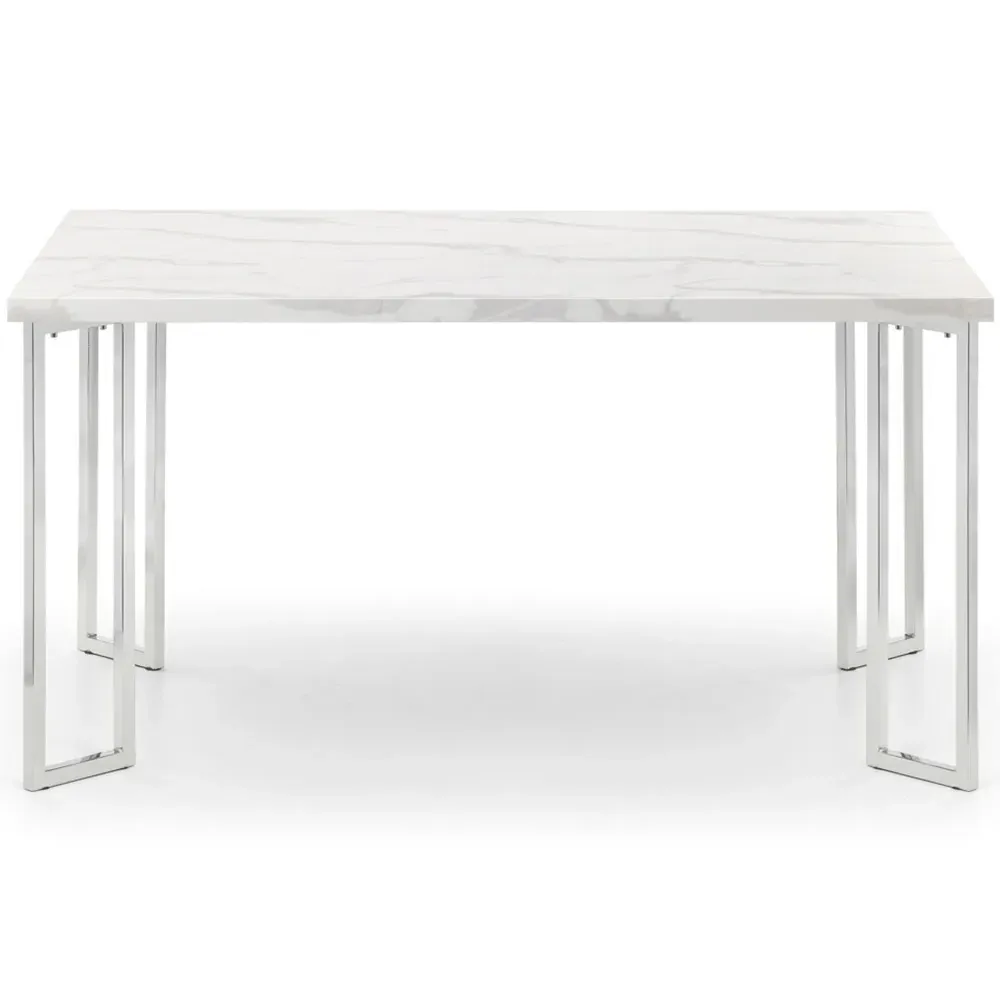 Positano 4 Seater Dining Table - Silver, Marble