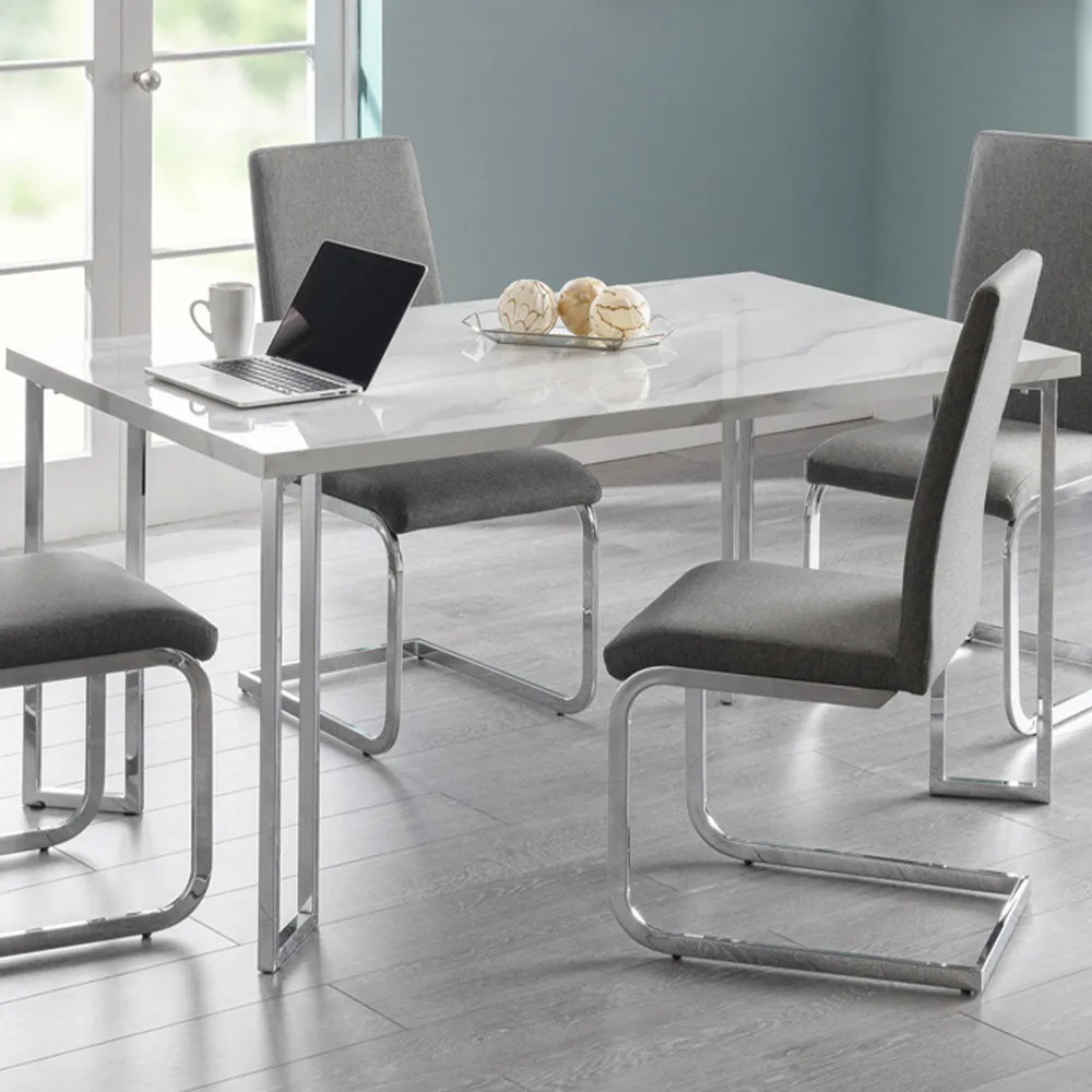Positano 4 Seater Dining Table - Silver, Marble image