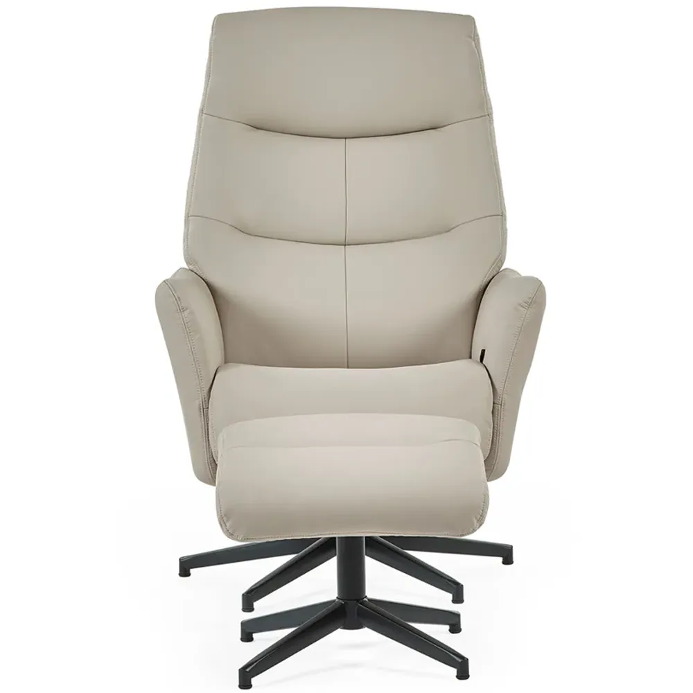 Priya Recliner Chair with Footstool - Grey, Faux Leather