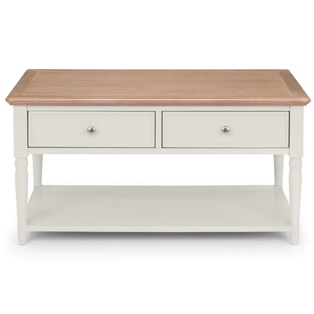 Provence 2 Drawer Coffee Table - Grey, Limed Oak