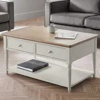 Provence 2 Drawer Coffee Table - Grey, Limed Oak