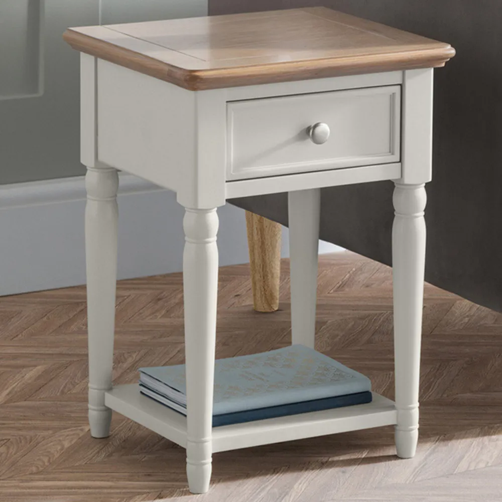 Provence Single Drawer Lamp Table - Grey, Lacquer image