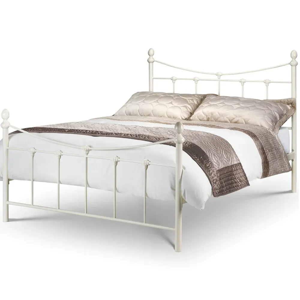 Rebecca King Size Bed Frame - White, Metal