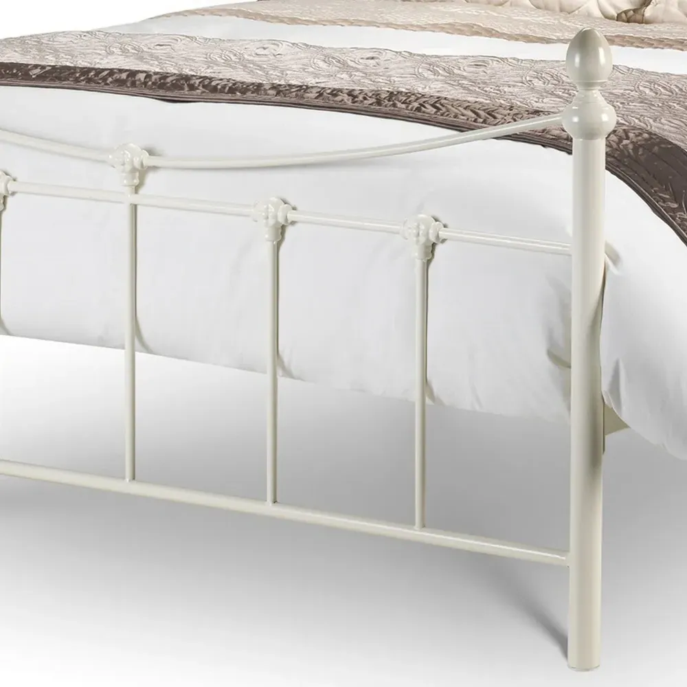 Rebecca King Size Bed Frame - White, Metal