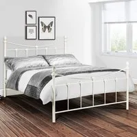 Rebecca King Size Bed Frame - White, Metal
