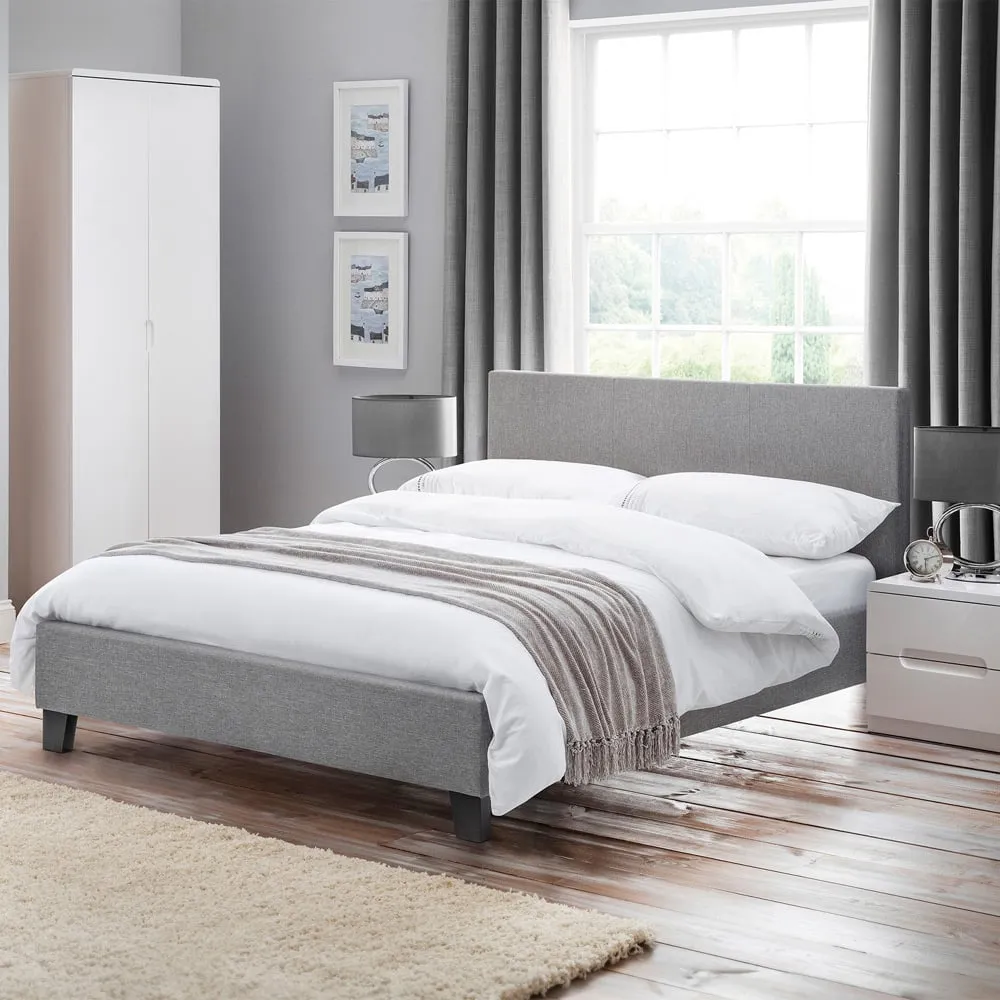 Rialto Double Bed Frame - Grey, Linen