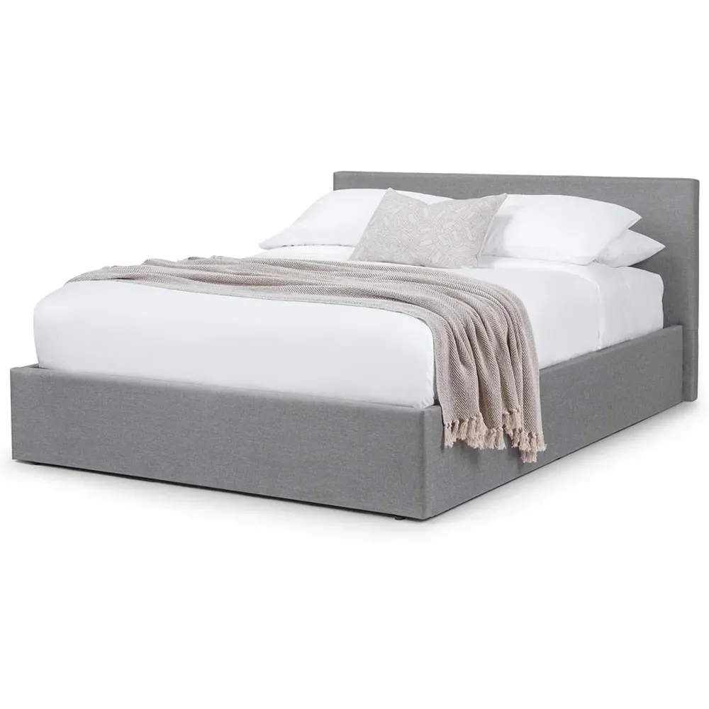Rialto Double Bed with Storage - Light Grey, Linen