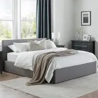 Rialto Double Bed with Storage - Light Grey, Linen
