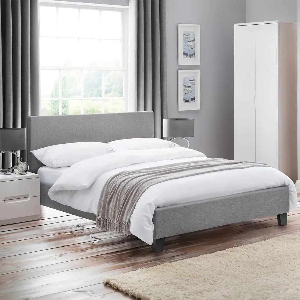 Rialto King Size Bed Frame - Grey, Linen