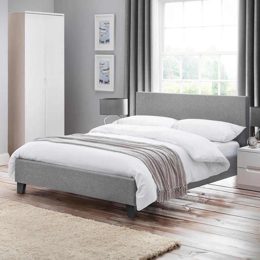 Rialto Small Double Bed Frame - Light Grey, Linen