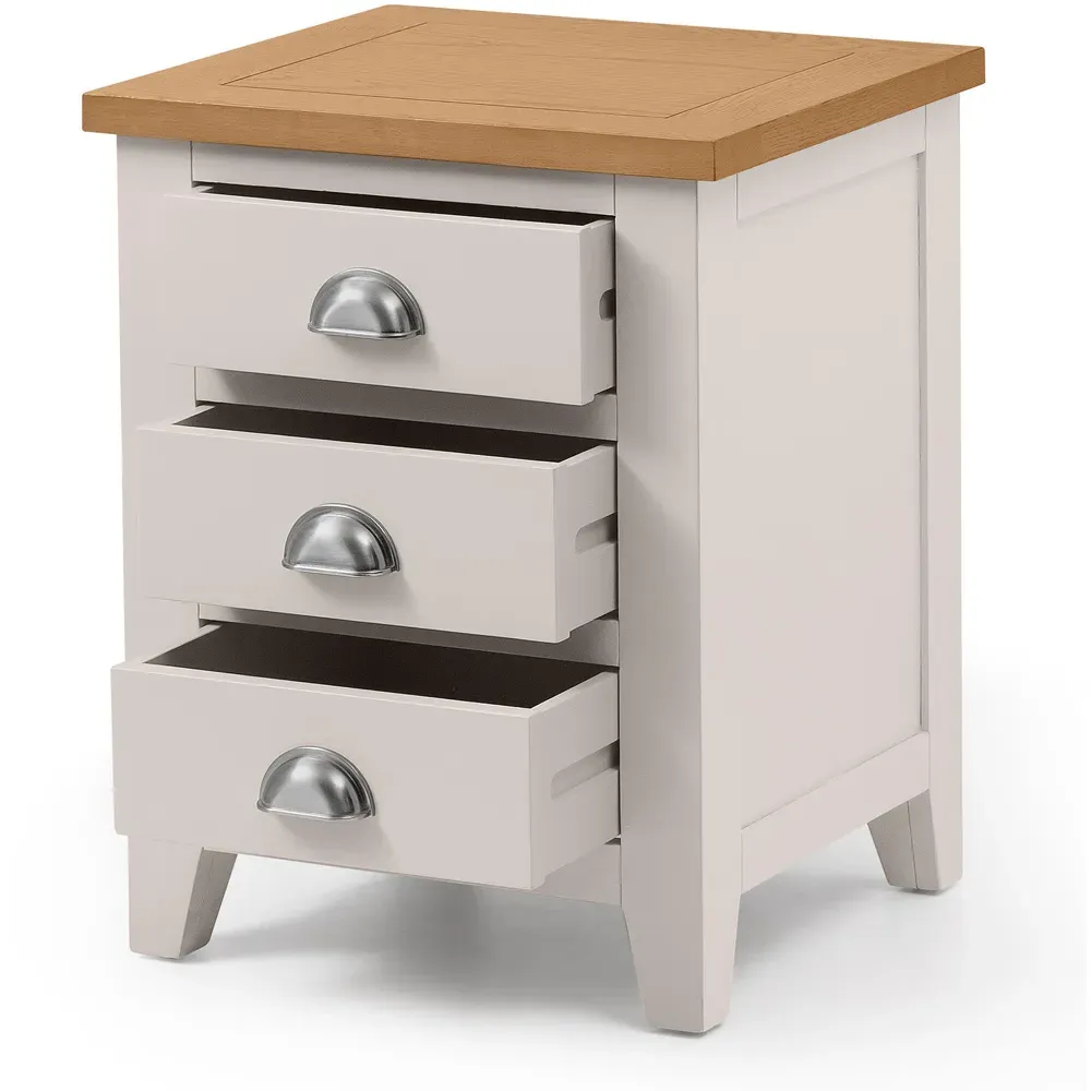 Richmond 3 Drawer Bedside Table - Grey, Oak