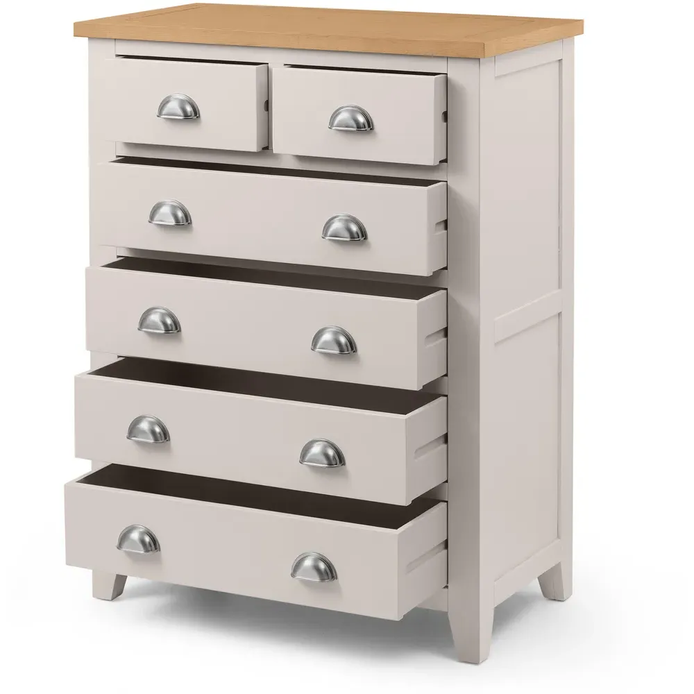Richmond 6 Drawer Chest of Drawers - Grey, Oak