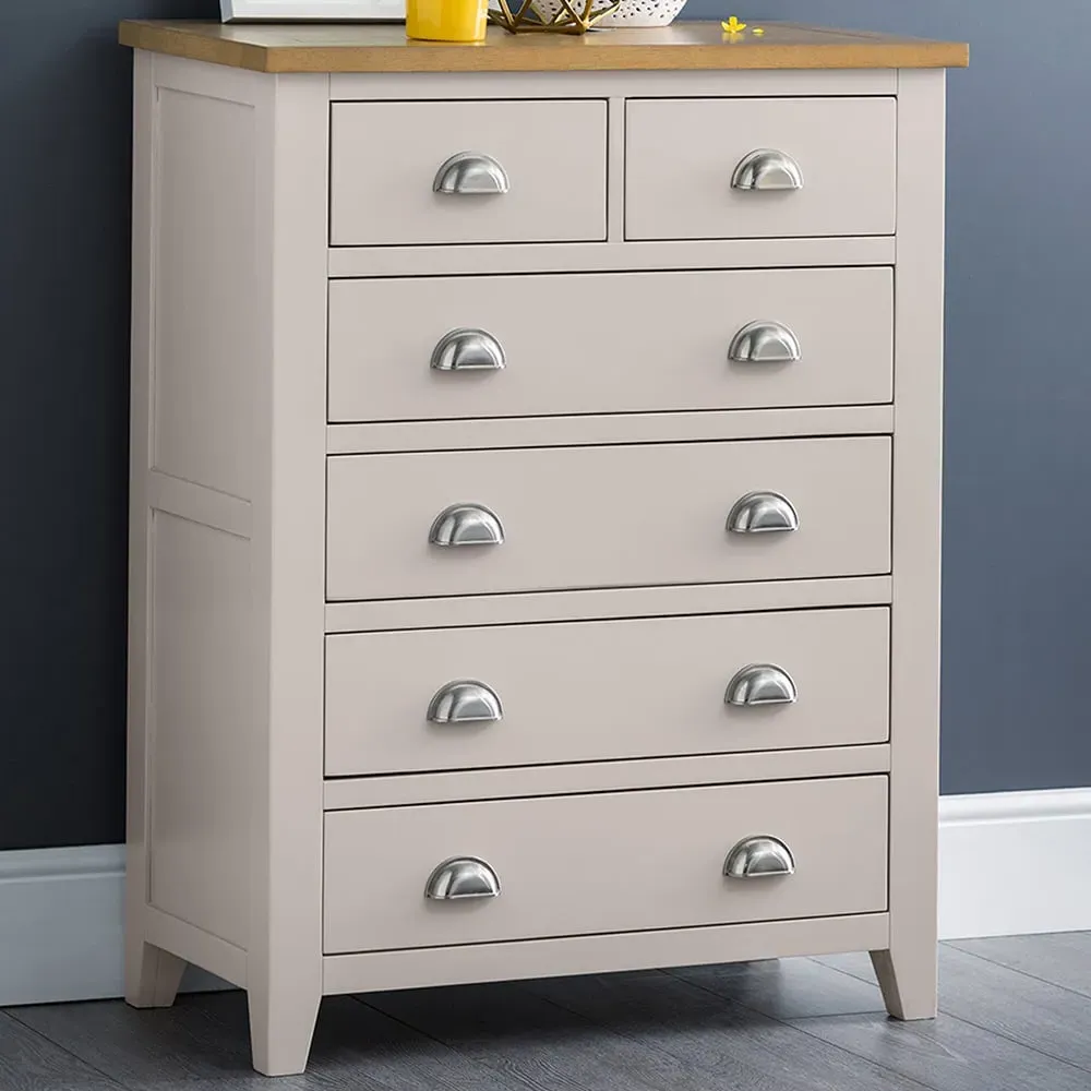 Richmond 6 Drawer Chest of Drawers - Grey, Oak