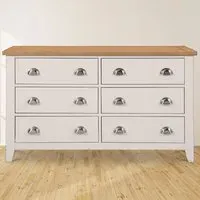 Richmond 6 Drawer Wide Chest of Drawers - Grey, Oak