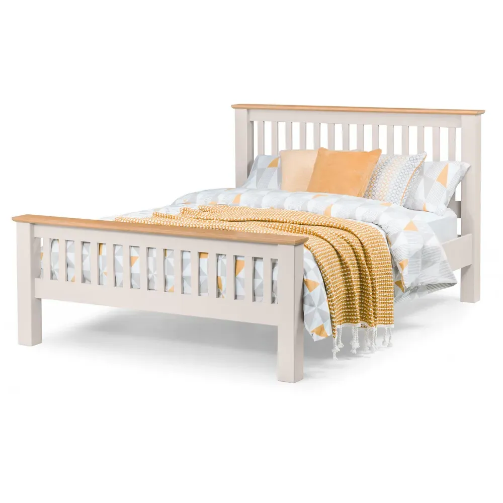 Richmond Double Bed Frame with High Foot End - Grey, Oak