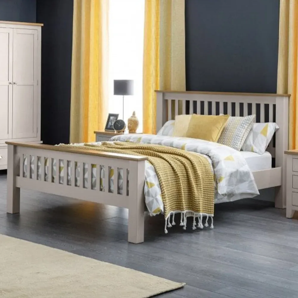 Richmond King Size Bed Frame with High Foot End - Grey, Oak