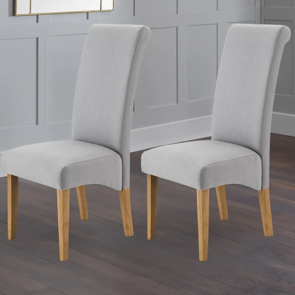 Rio Set of 2 Scrollback Chairs - Grey, Linen image