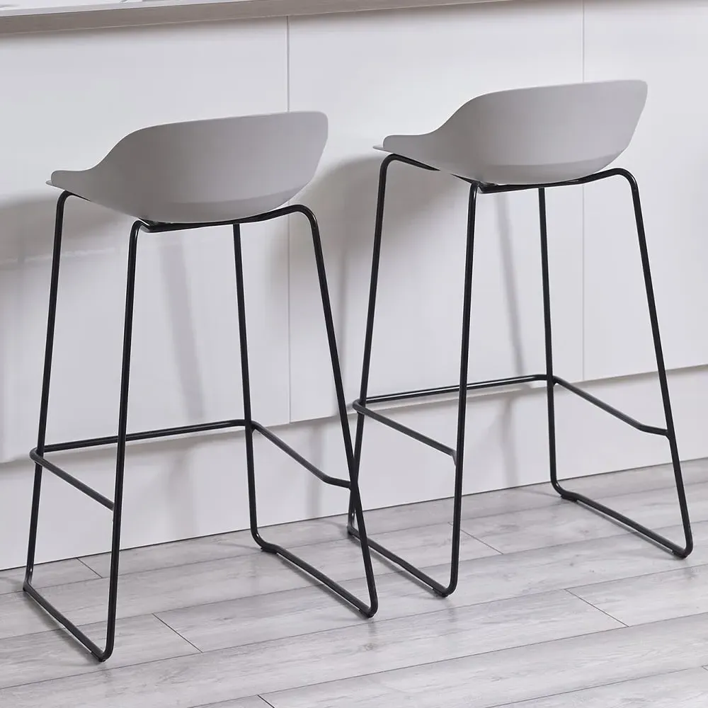 Rocco Set of 2 Bar Stools - Light Grey image