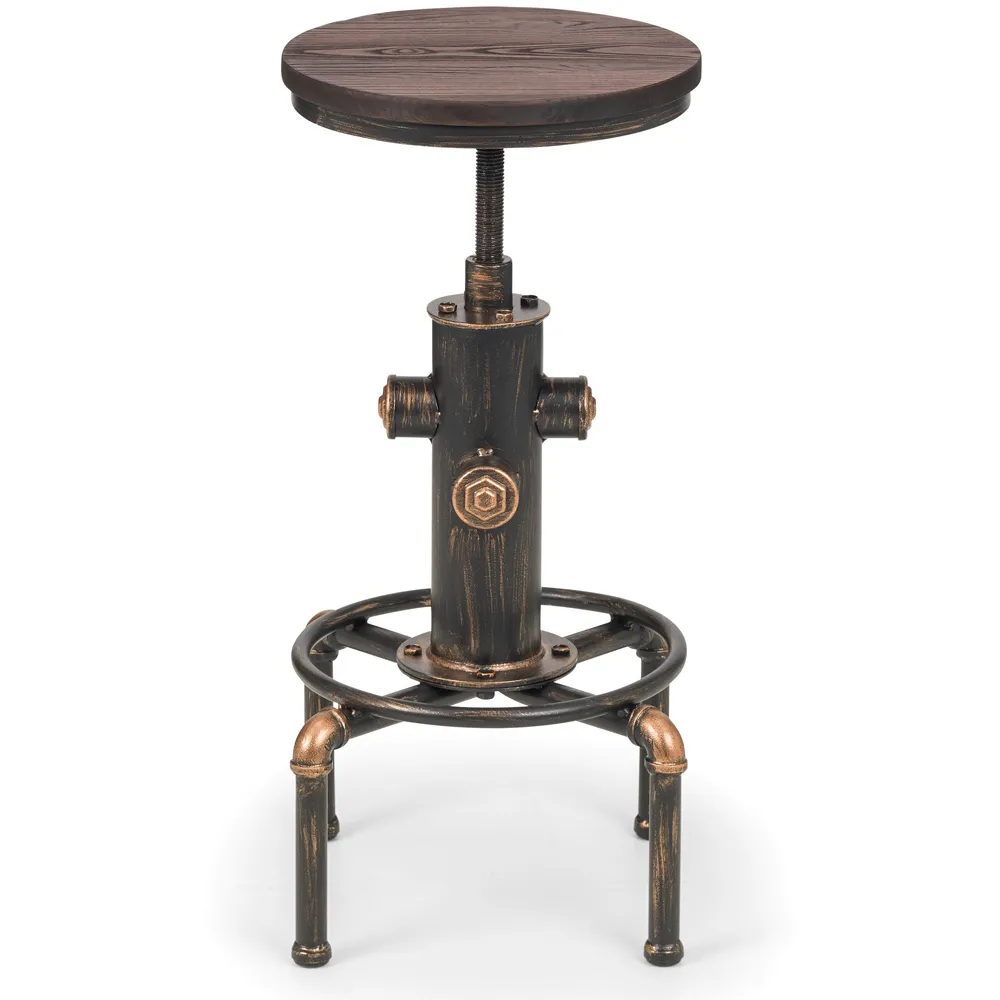 Rockport Round Bar Stool - Copper, Elm