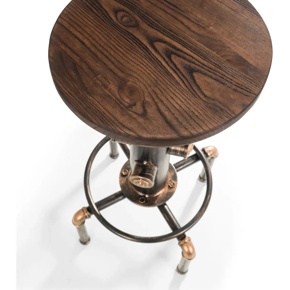 Rockport Round Bar Stool - Copper, Elm