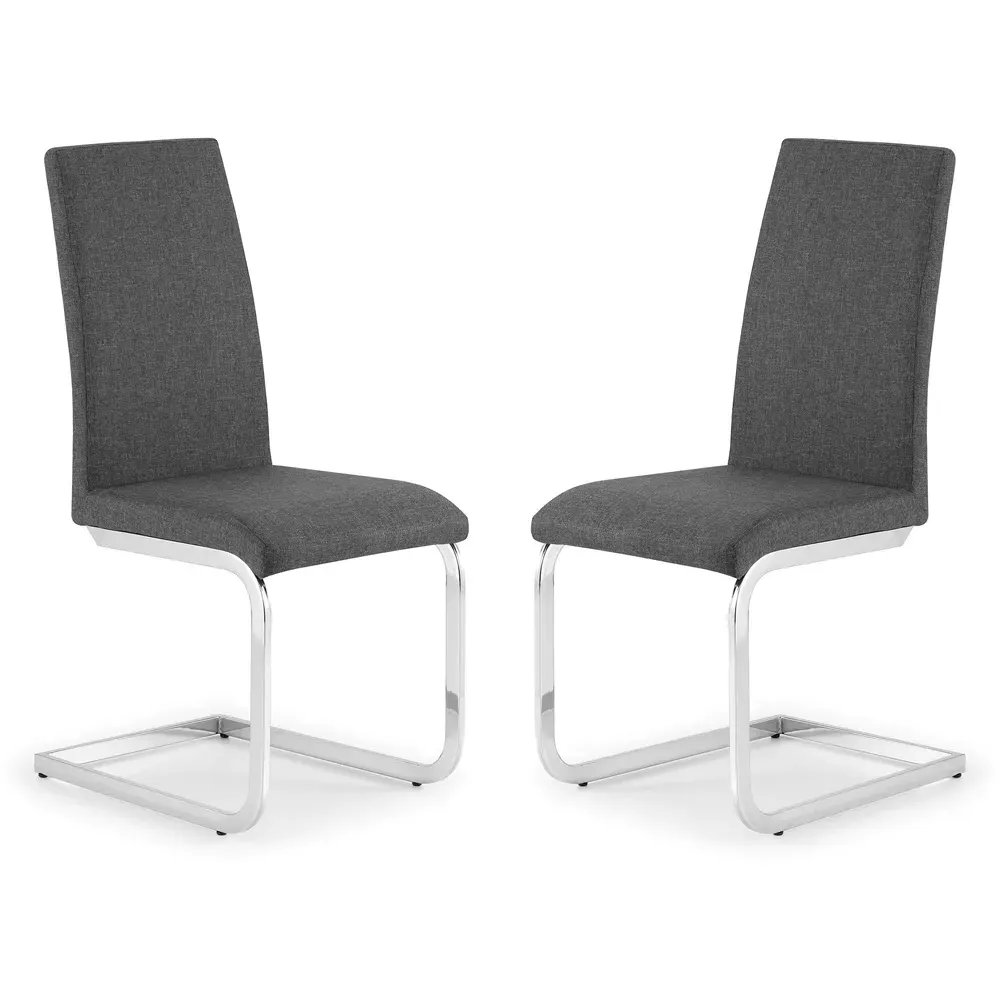 Roma Set of 2 Cantilever Dining Chairs - Grey, Linen