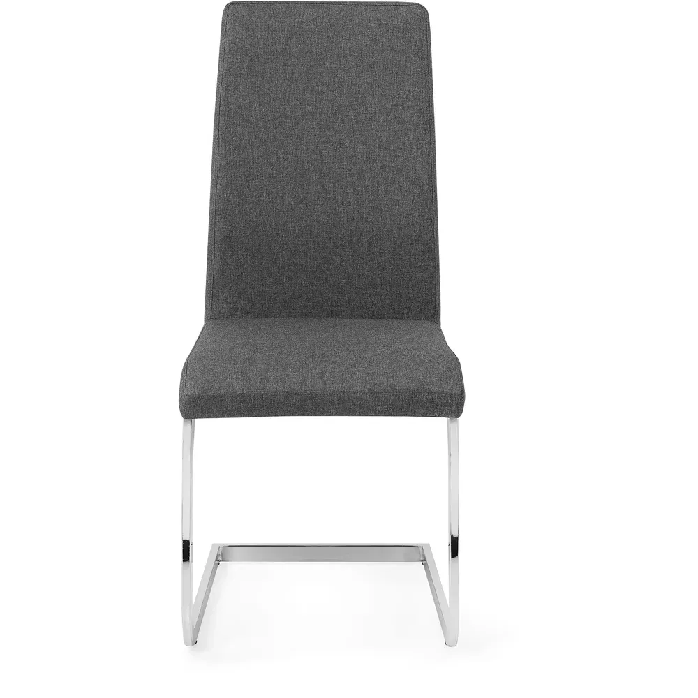 Roma Set of 2 Cantilever Dining Chairs - Grey, Linen